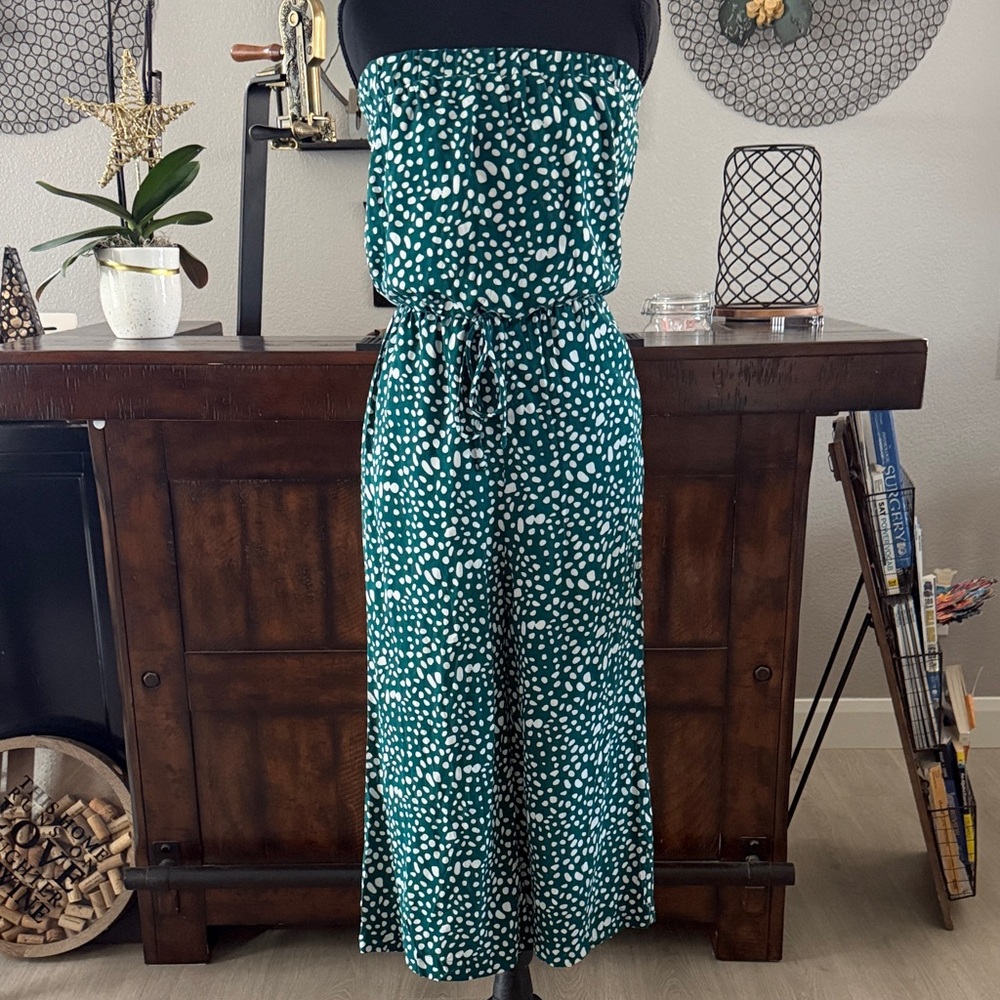 Showpo Teal and White Patterned Jumpsuit